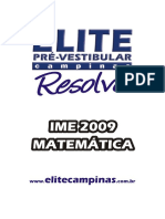 Prova Matemática Vestibular IME 2009 Resolvida