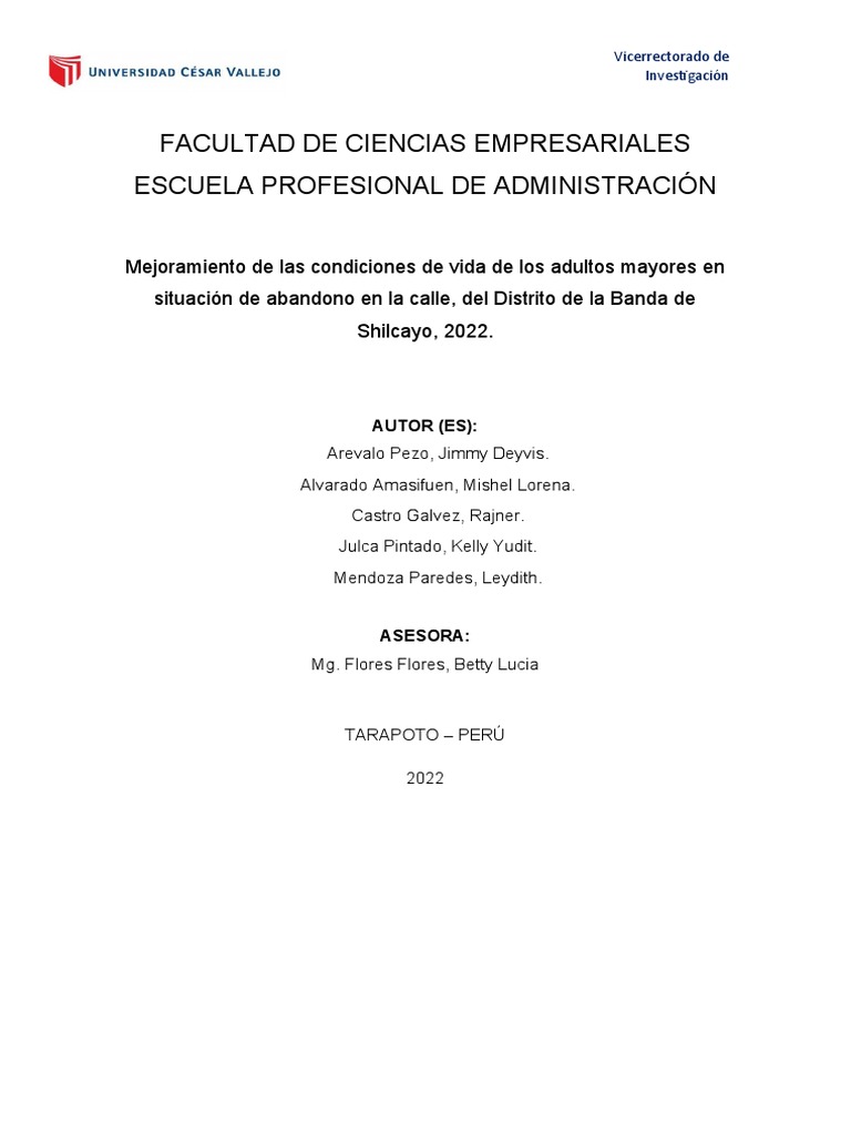 Mejora de Vida para Adultos Mayores Abandonados | PDF | Vejez | Causas ...