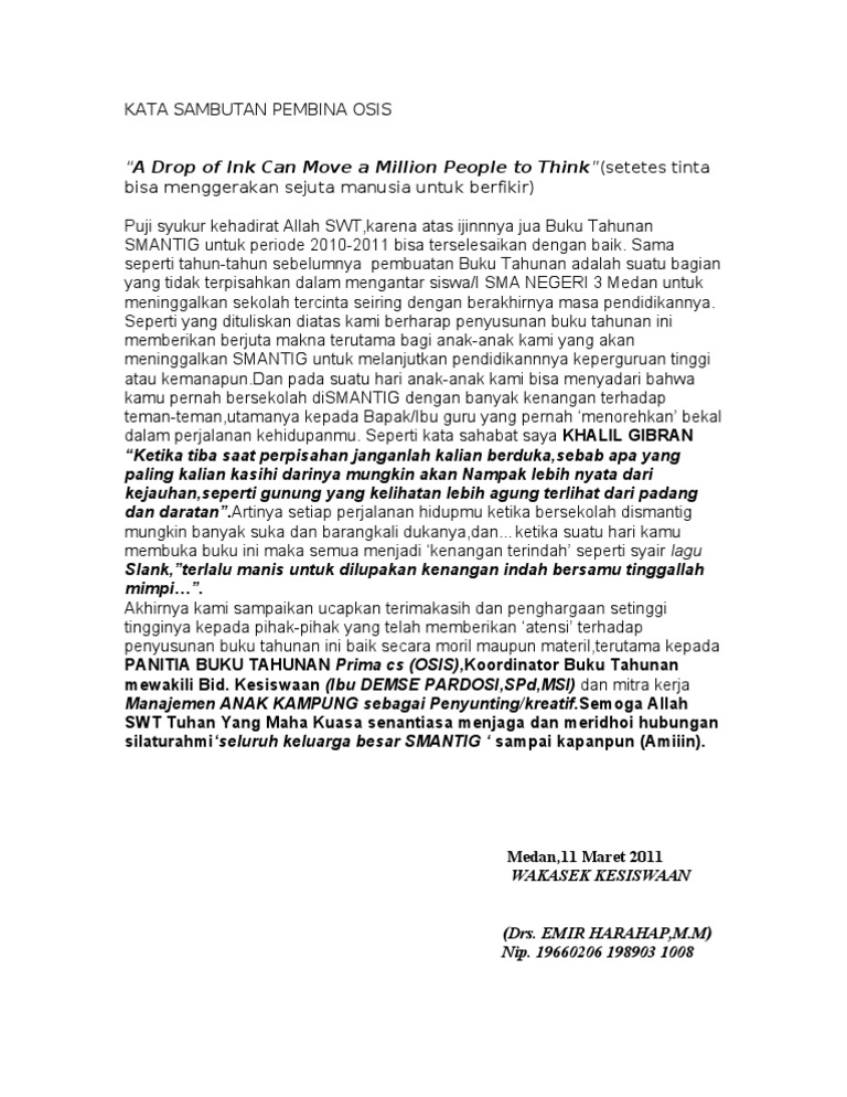 Kata Sambutan Pembina Osis