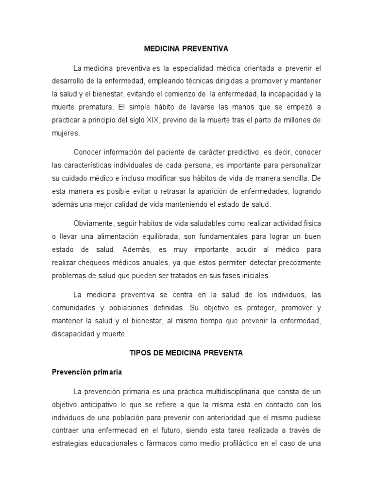 Medicina Preventiva | PDF | Hospital | Cuidado de la salud