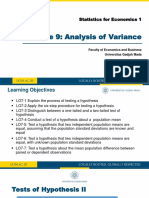 Lecture 9: Analysis of Variance: Statistics For Economics 1
