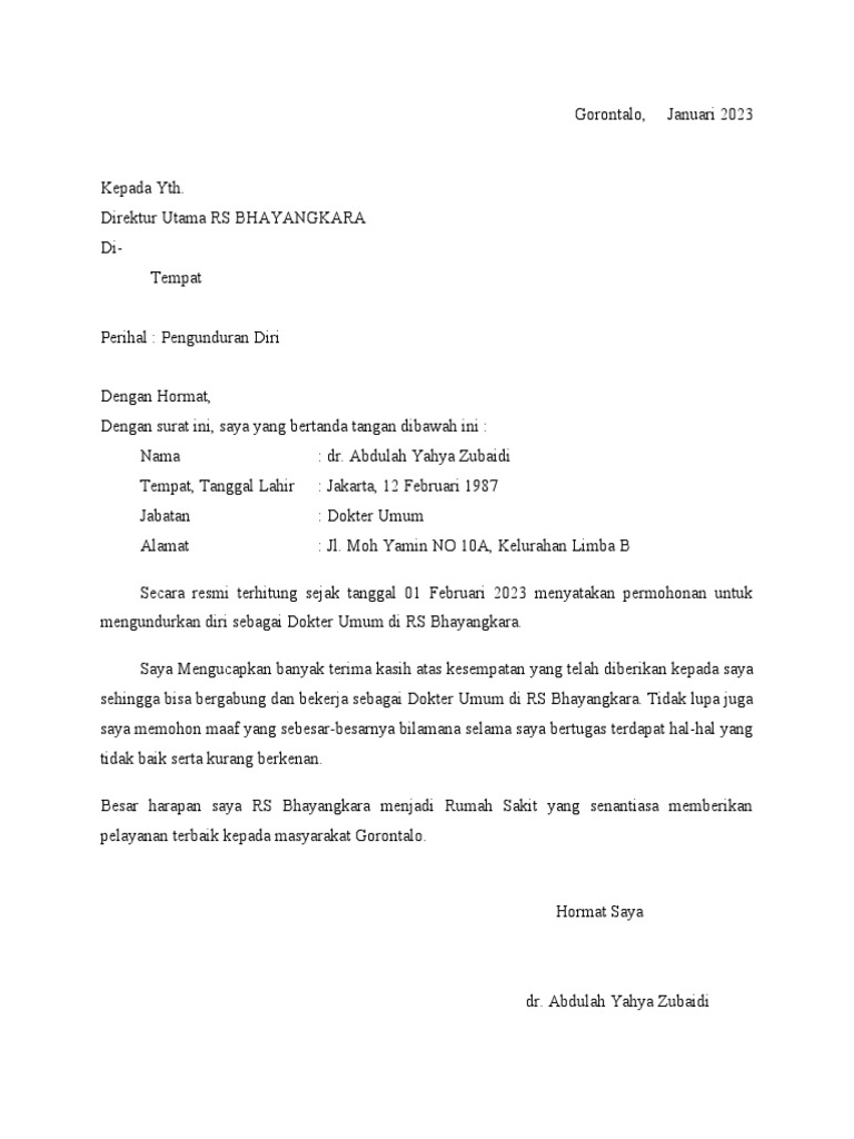 Surat Pengunduran Diri | PDF