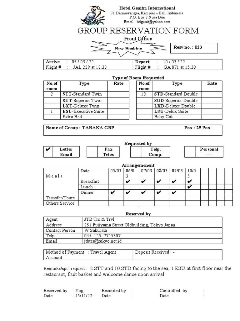 Group Reservation PDF Meal Eating Behaviors Of Humans