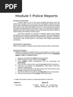 Module 1. Police Reports, Lesson 1.1 Introduction To Police Reports Module 1