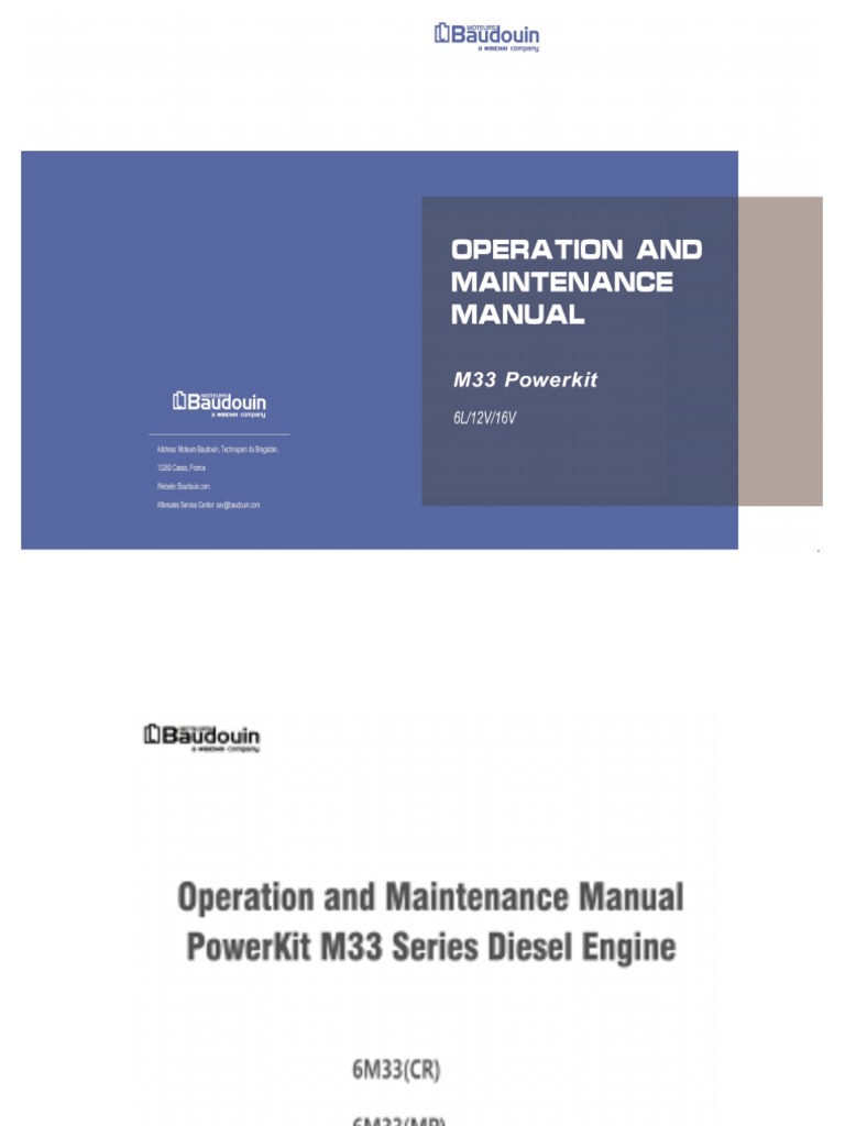 Operation and maintenance manual for powerkit m33 series diesel engine