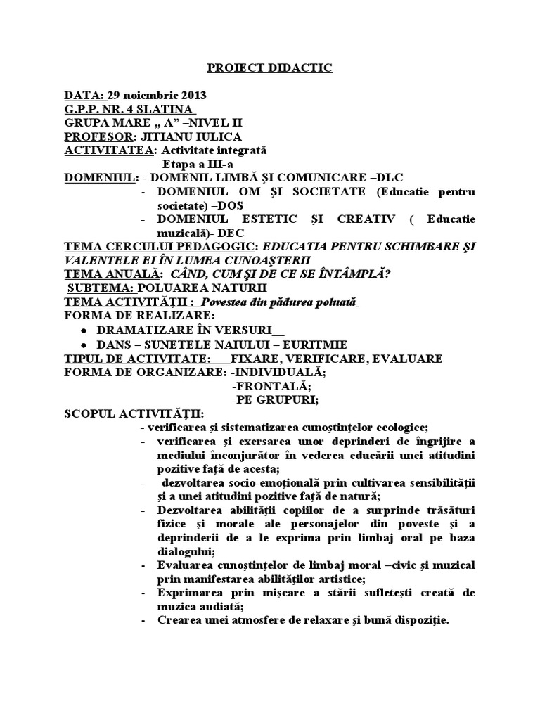 250 Proiect Didactic | PDF