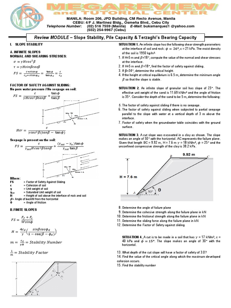 Slope Stability and Bearing Capacity Analysis | PDF | Deep Foundation ...
