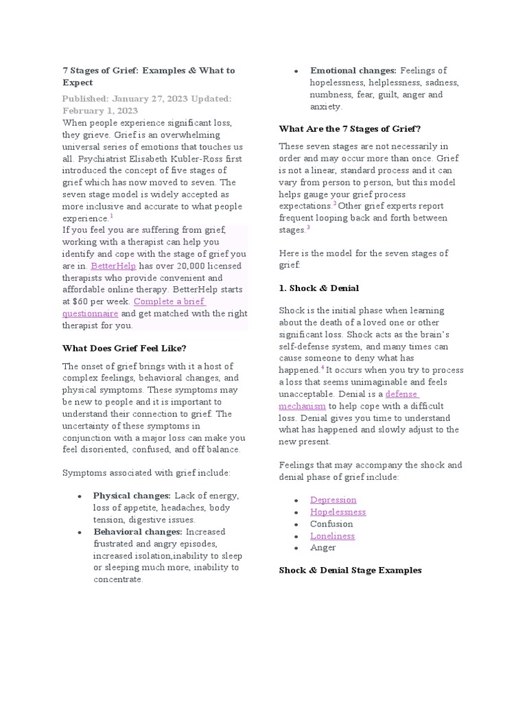 7 Stages of Grief | PDF | Grief | Psychotherapy