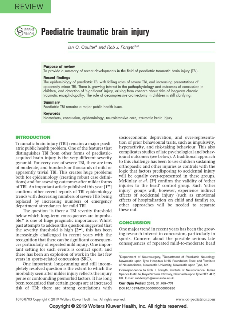 Paediatric Traumatic Brain Injury | PDF | Traumatic Brain Injury