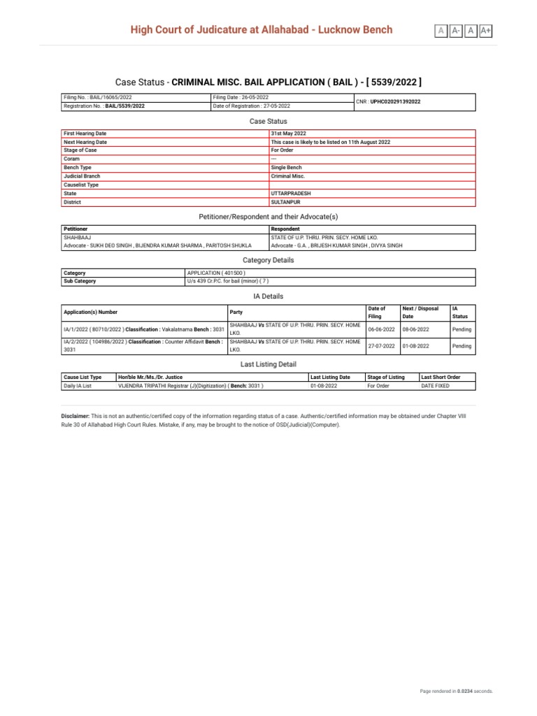 Case Status Search by Case Filing Number PDF Bail Courts