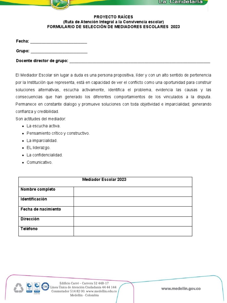 Acta Eleccion de Mediador Escolar 2023 | PDF | Ciencias sociales ...