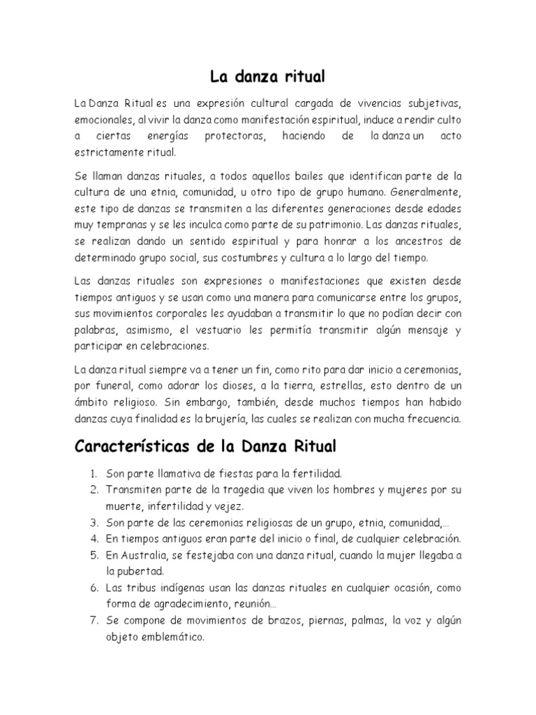 La Danza Ritual | PDF | Bailes | Folklore