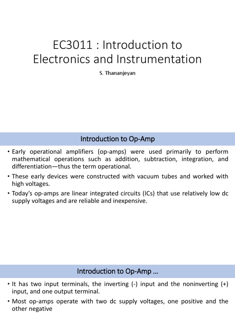 Notes Op Amps PDF Operational Amplifier Amplifier