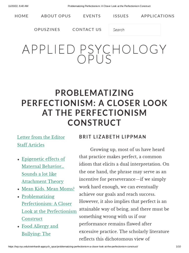 Problematizing Perfectionism - A Closer Look at The Perfectionism ...