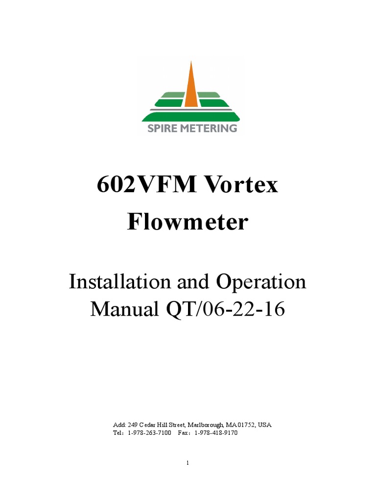 Vortex Flowmeter User's Manual QT | PDF | Flow Measurement | Power Supply