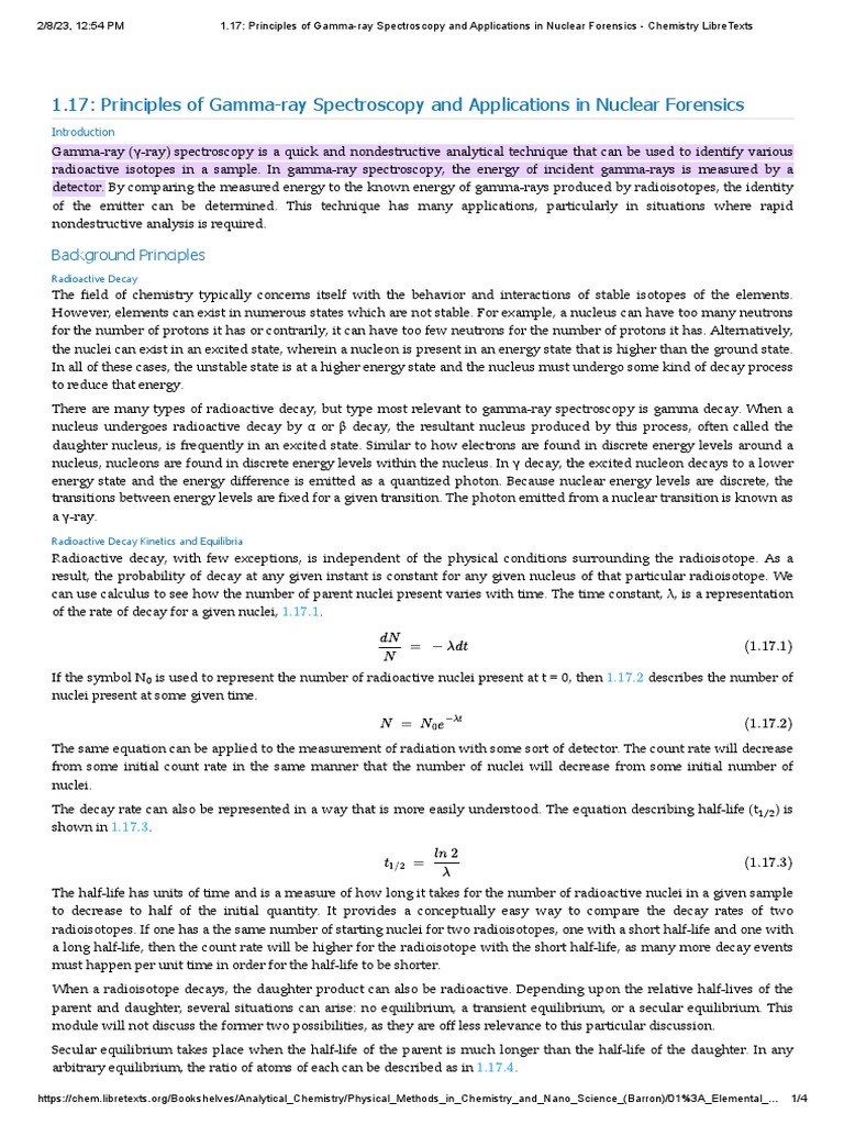 Gamma-ray Spectroscopy in Nuclear Forensics | PDF | Gamma Ray ...