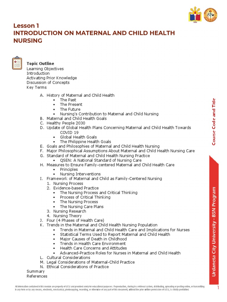 Introduction to Maternal and Child Health | PDF | Childbirth | Nursing