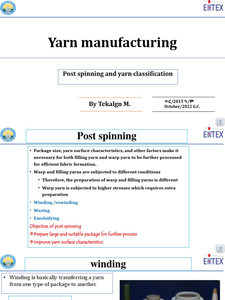 3 Post Spinning and Yarn Classification | PDF | Yarn | Textiles