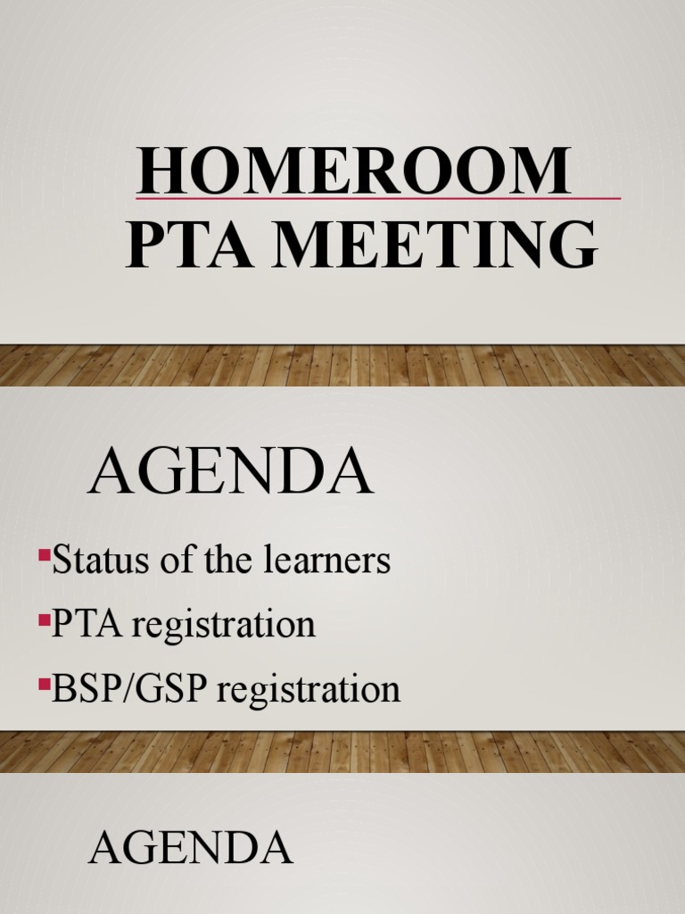 First Homeroom PTA Meeting Agenda | PDF