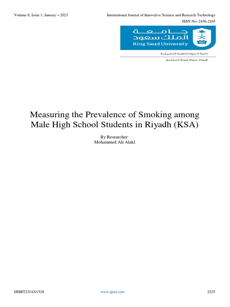 Measuring The Prevalence of Smoking Among Male High School Students in