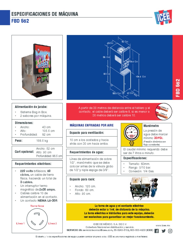 Máquina de Icee FBD 562: Especificaciones | PDF | Agua