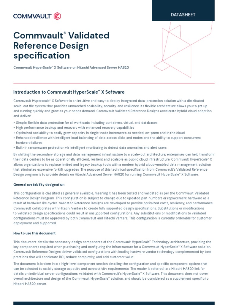 Commvault Hyperscale X Software On Hitachi Vantara Ha820 | PDF | Cloud ...