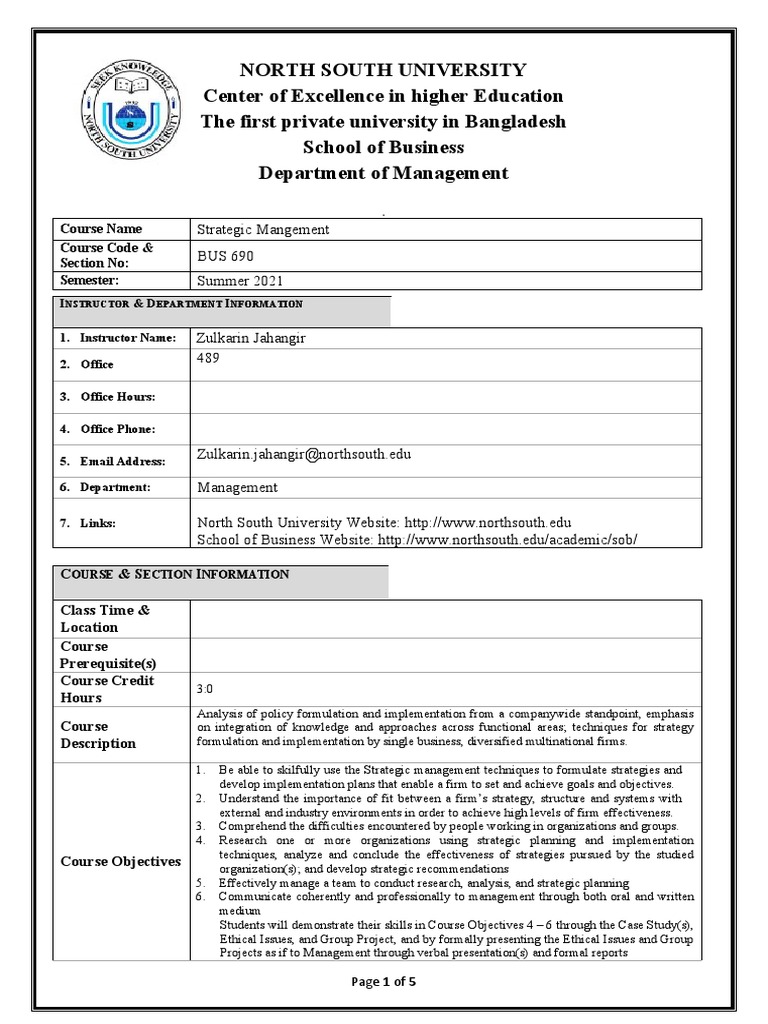 Bus 690 Strategic Management Outline Pdf Strategic Management