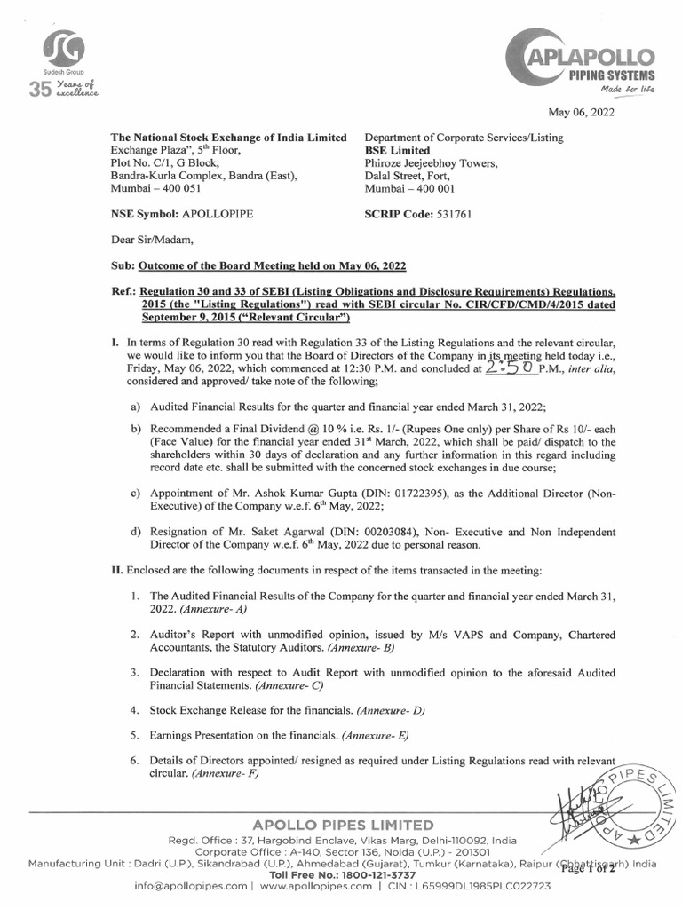 Financial Results FY22 PDF Balance Sheet Plumbing