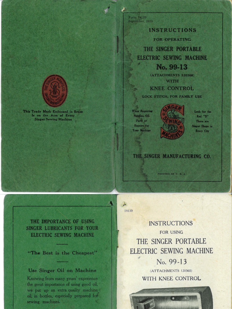 Singer Portable Electric Sewing Machine Manual 99 13 PDF