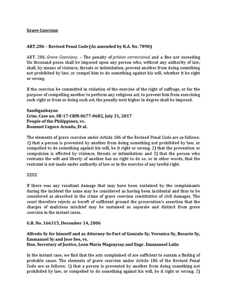 0118 Grave Coercion PDF Justice Crime & Violence