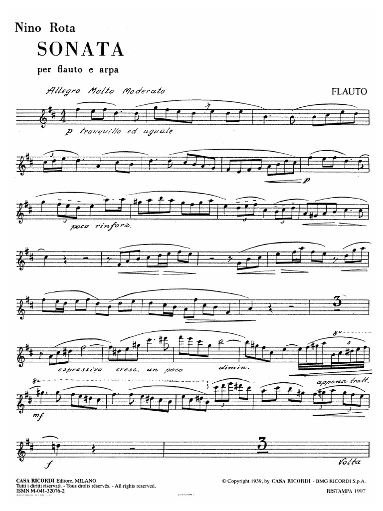 Nino Rota - Sonata (Flute) | PDF
