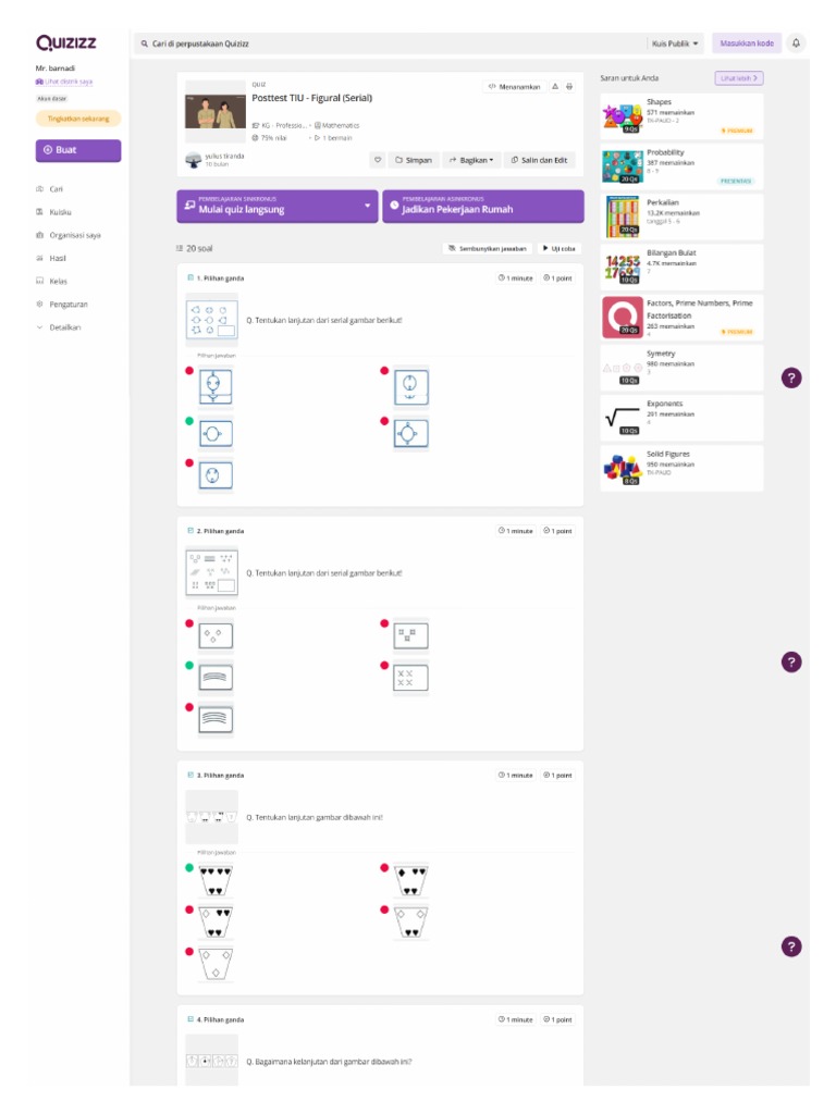 Screencapture quizizz admin quiz 625679a87118f7001d5c725c posttest tiu