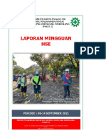 Laporan Mingguan HSE Tanjung Lesung Periode 08 September - 14 September 2021