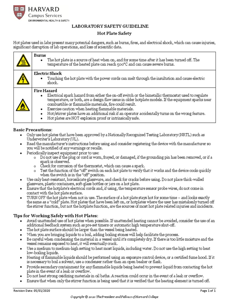 Lab Safety Guideline Hot Plate Safety | PDF | Laboratories | Physical