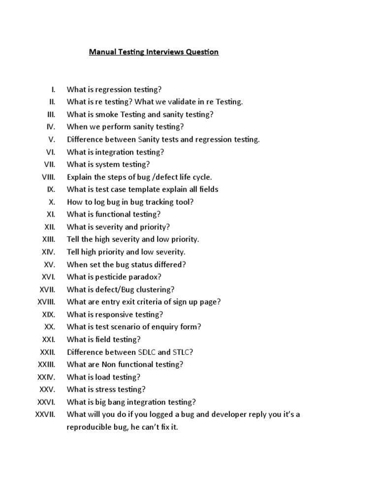 Manual Testing Interviews Question PDF