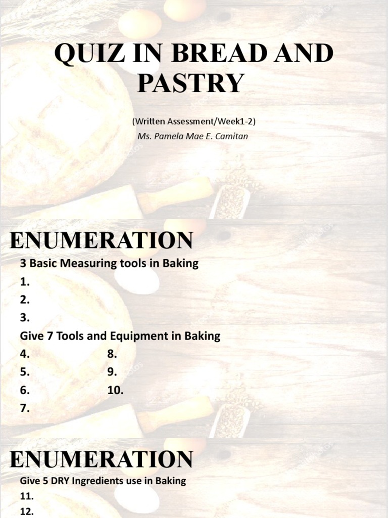 Quiz in Bread and Pastry PDF