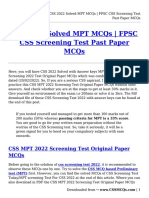 CSS 2022 Solved MPT MCQs - FPSC CSS Screening Test Past Paper MCQs