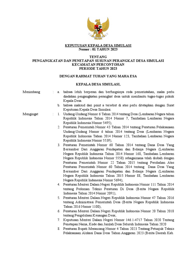 Sk Perangkat Desa 2023 Pdf