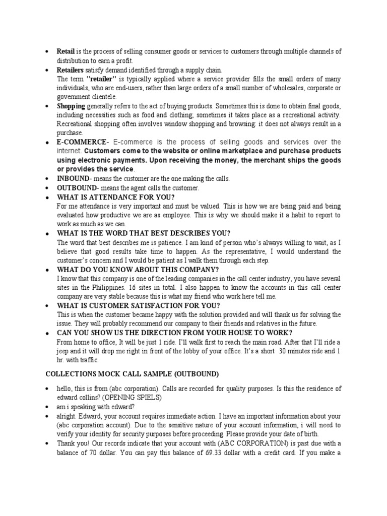 Interview Guide Pdf Retail E Commerce