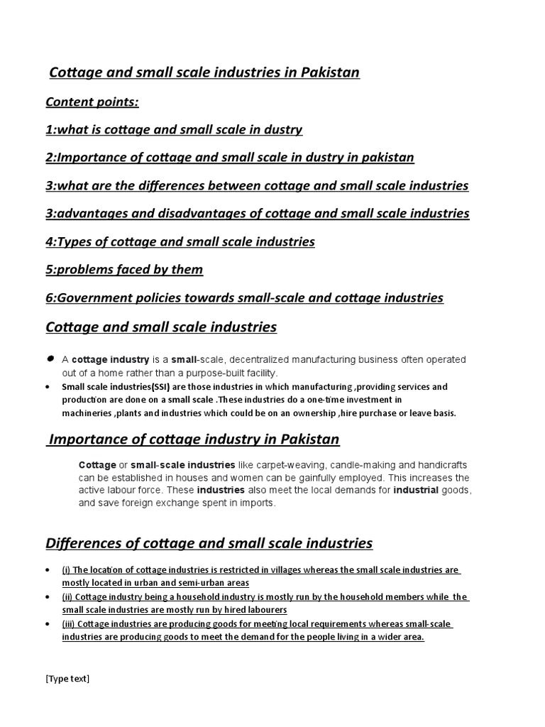 Cottage and Small Scale Industry Presentation | PDF | Brick | Goods