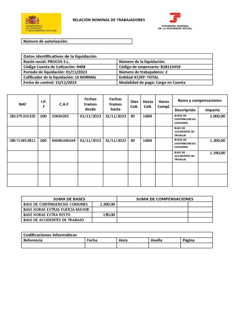 Modelos RLC y RNT para PROCOS S.L. | PDF | Informática