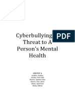 Cyberbullying A Threat To A Person's Mental Health - GROUP-4