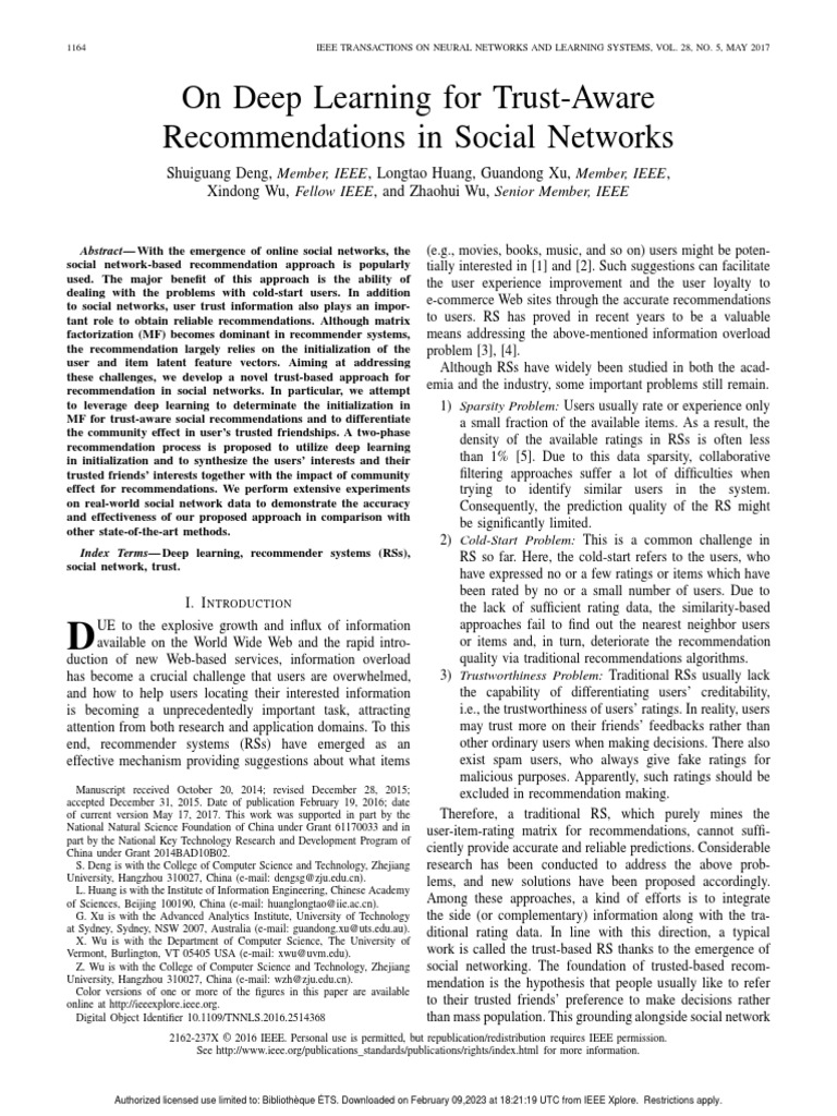 On Deep Learning For Trust-Aware Recommendations in Social Networks ...