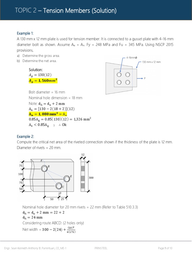Tension Member Design and Analysis | PDF | Screw | Materials