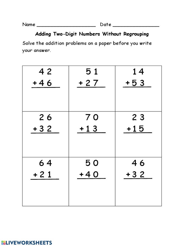 Addition 2 Digit No Regrouping | PDF