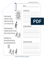 Fun in The Sun - 1st Grade Reading Comprehension Worksheet WK 15