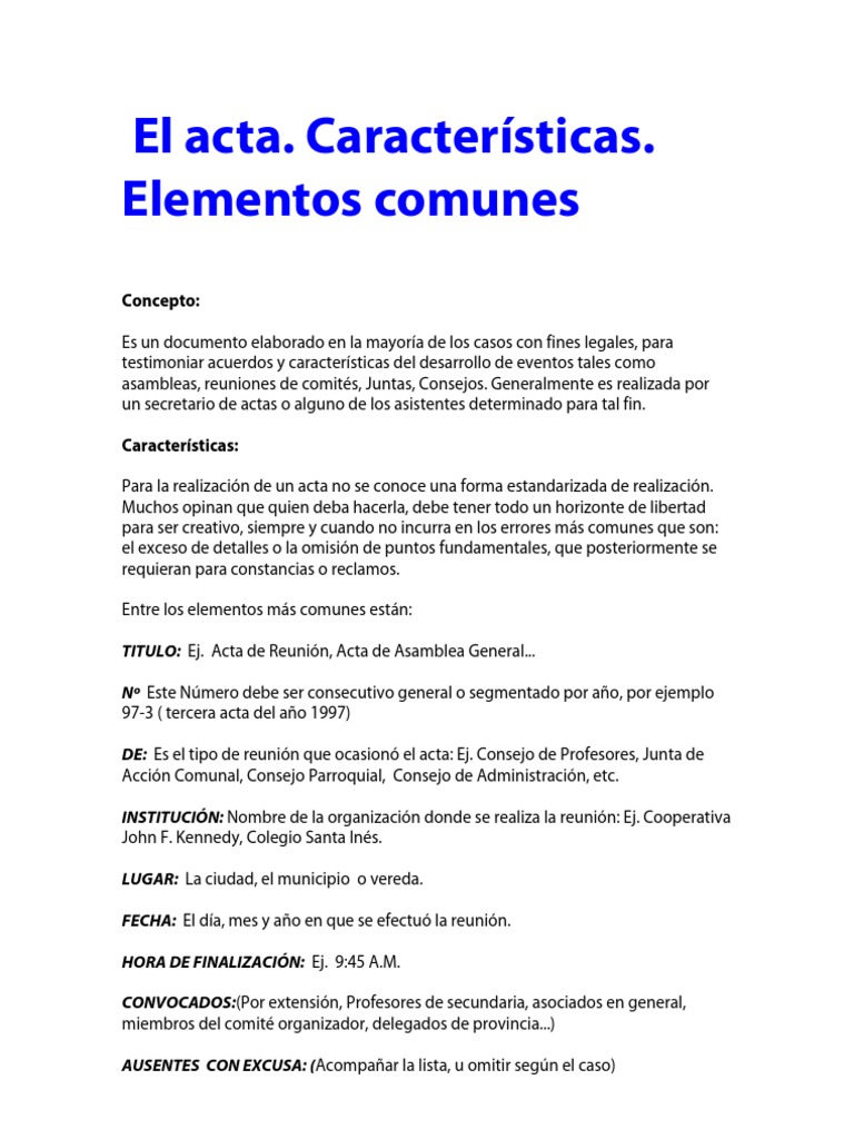 Partes y características del acta | PDF | Prueba matemática | Ensayos