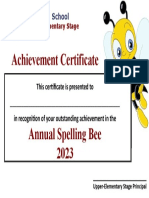 spelling bee certificate 2023