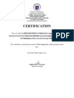 Certification of Precious Ruen Comay-Ao