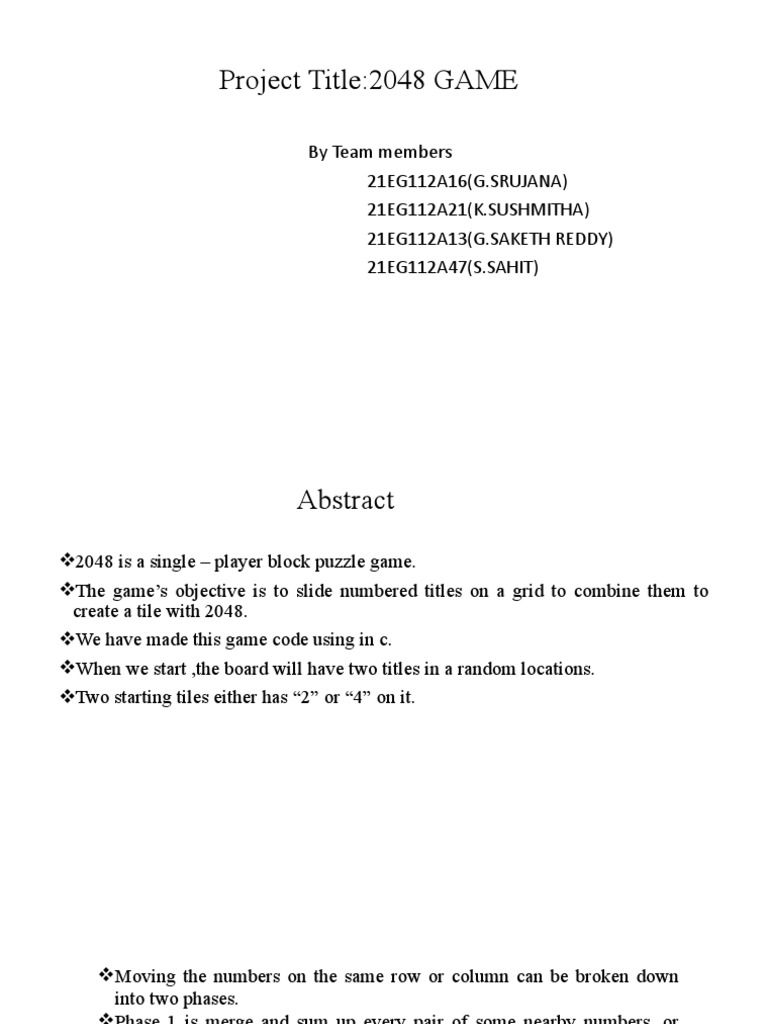 2048 Game Development in C Code | PDF
